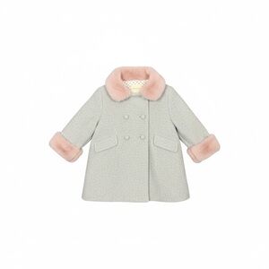 Chic Gray Coat with Pink Accents